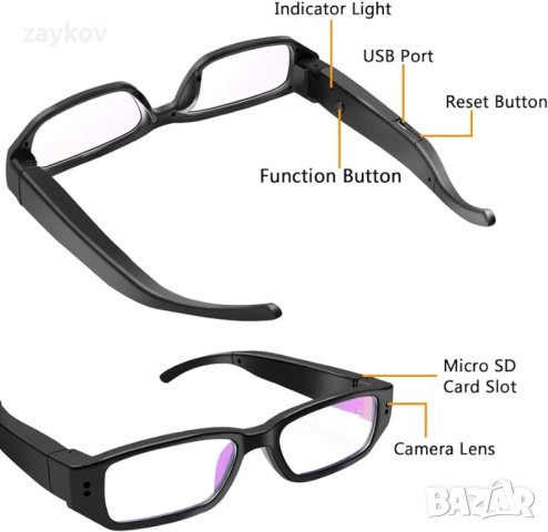 Очила  шпионска камера UYIKOO HD 1080P, снимка 4 - Камери - 43643683