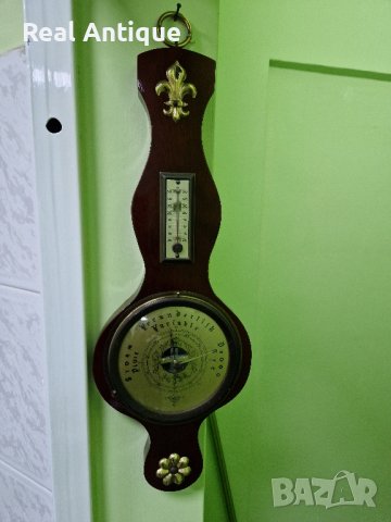 Чудесен много красив антикварен белгийски барометър с термометър 