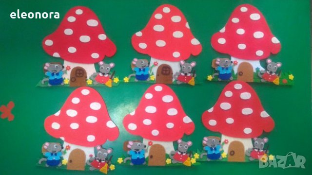 Ръчно изработени гъбки с мишчици от филц, снимка 6 - Други - 27867269