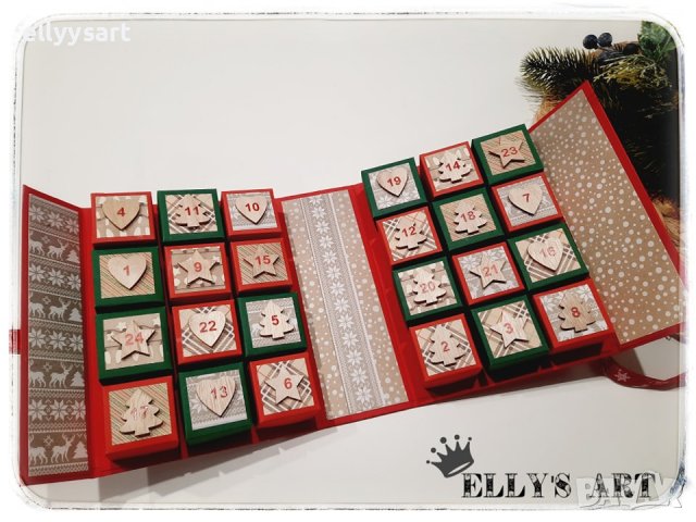 Ръчно изработен коледен адвент календар, снимка 3 - Коледни подаръци - 43158543
