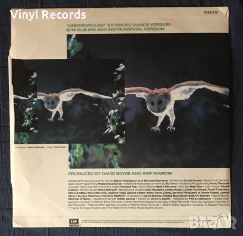 David Bowie – Underground (Extended Dance Mix) Vinyl, 12", 45 RPM, Single, снимка 2 - Грамофонни плочи - 43999767