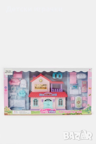 Къща за кукли музикална вила за момичета с мебели и кола, снимка 10 - Кукли - 52093358
