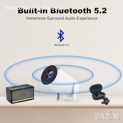 Преносим мини проектор, Android 11, HDMI връзка, USB, AV,  Audio jack3. 5mm, ротация на 180 градуса, снимка 6 - Плейъри, домашно кино, прожектори - 47855437