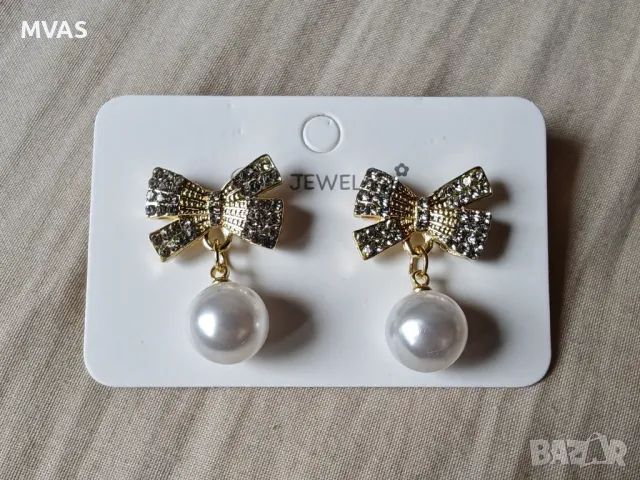 Нови Коледни обеци топки бели Коледно парти обици, снимка 3 - Обеци - 48205883