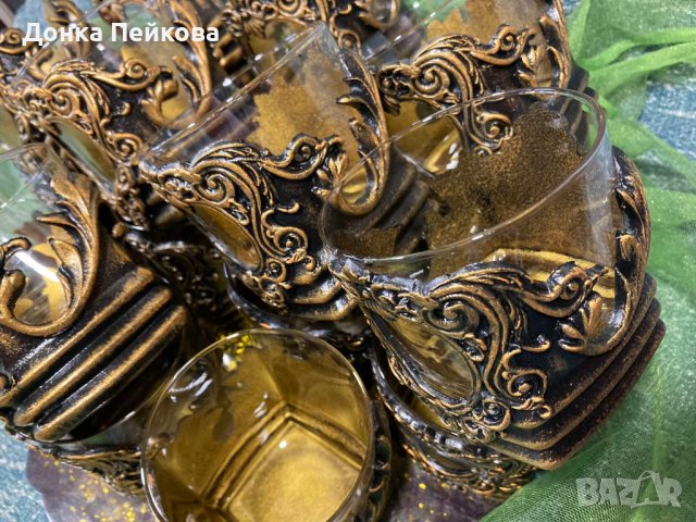 Сет за вино от 6 чаши и декантер в злато или сребро, снимка 2 - Декорация за дома - 40826907