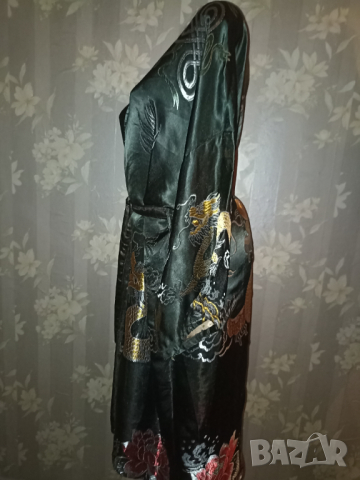 XXL-Халат от сатен тип кимоно с бродирани дракони , снимка 5 - Бельо - 44889219