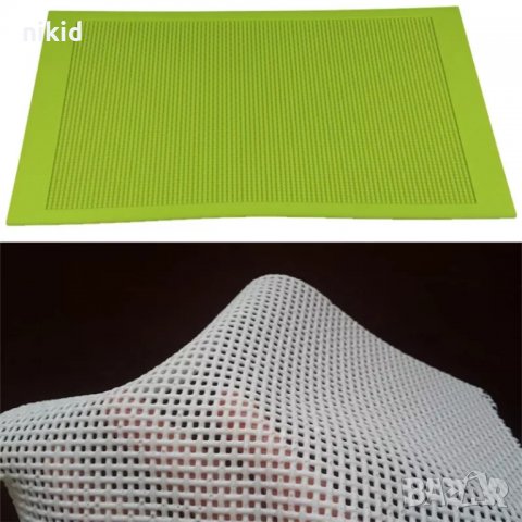 много ситни квадратчета мрежа огромна подложка дантела силиконов молд декорация на бисквитки меденки, снимка 5 - Други - 23011300