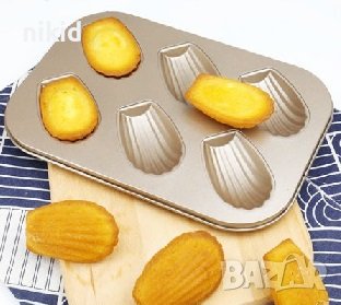 6 Мадлени мидички метална тефлонова форма тава тефлон за сладки бисквитки тесто, снимка 2 - Форми - 39747027