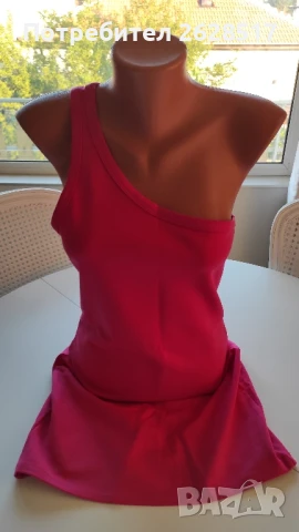 Рокля памук ярко цикламен цвят , снимка 3 - Рокли - 51020557