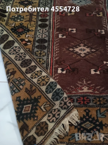 Красив, богато орнаментиран ръчно тъкан килим (вълна и памук), снимка 2 - Килими - 53386191