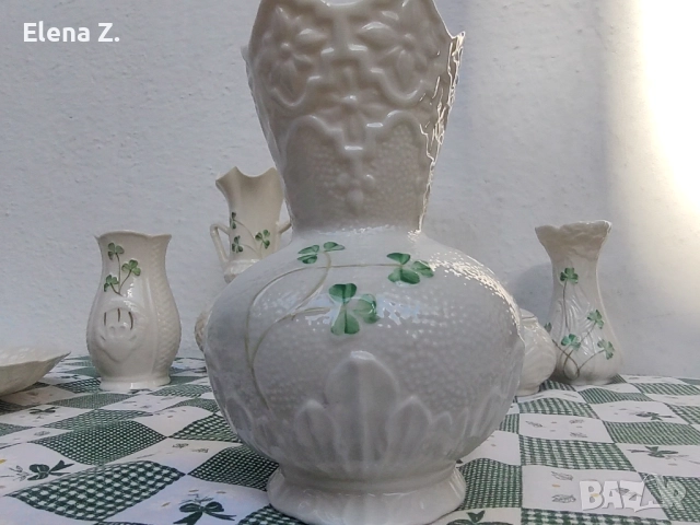 Belleek Ирландия ръчно рисувана ваза Donegal Spill Vase, снимка 6 - Вази - 52504917