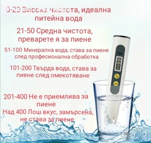 Преносим тестер за качеството на водата 20 лв., снимка 3 - Други - 51757019