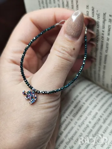 Дамска сребърна гривна със висулка слон/слонче