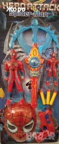 Комплект Спайдърмен с маска,арбалет и пистолет с меки стрели 203905