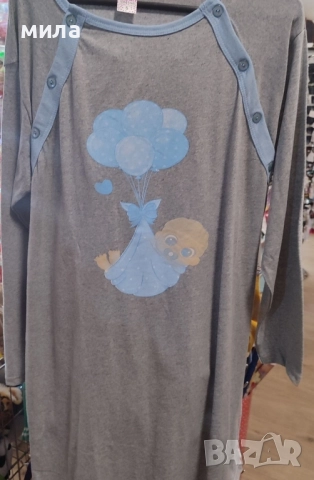 Нощница за бременни/кърмачки дълъг ръкав , снимка 4 - Дрехи за бременни - 51091202