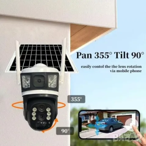 Камера за видеонаблюдение със соларен панел 2 лещи, 2 обектива и х10 zoom v380, снимка 3 - Други - 48768869