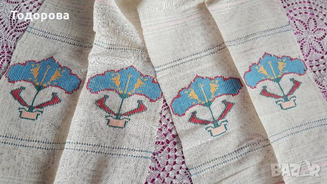 Автентичен месал от фин кенар с бродерия и дантели, снимка 6 - Антикварни и старинни предмети - 27868735