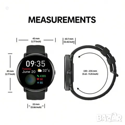 Смарт часовник Zeblaze GTR 3 Pro,Разговори,Водоустойчив 1.43'', Сребрист НОВ, снимка 12 - Смарт часовници - 47948698