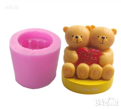 2 мечета със сърце в цилиндър силиконов молд форма калъф фондан свещ гипс шоколад и др