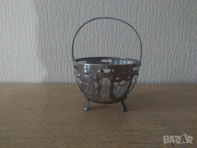 посребрена метална бонбониера арт нуво