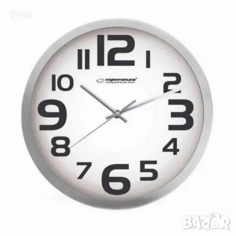 Стенен часовник  Zurich, 25см., големи цифри, кварц, черен, бял, снимка 3 - Стенни часовници - 47709508