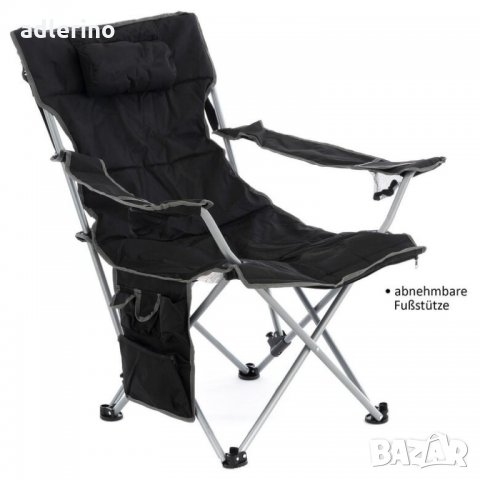 Къмпинг стол с подложка за крака, стол - шезлонг за къмпинг, подвижна подложка за крака, черен , снимка 3 - Къмпинг мебели - 34160558
