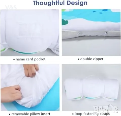 Детски топъл спален чувал с подвижна възглавница, сгъваема постелка за дрямка за момичета и момчета,, снимка 4 - Спално бельо и завивки - 49848588