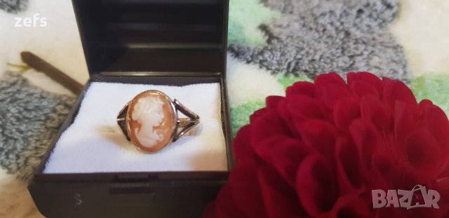 златен дамски пръстен с камея, снимка 3 - Пръстени - 26769189