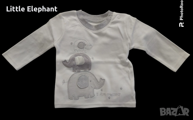 Блузка с дълъг ръкав слончета" за момченце на 6-9 месеца,I love mummy",колекция"Animals",Англия/нова