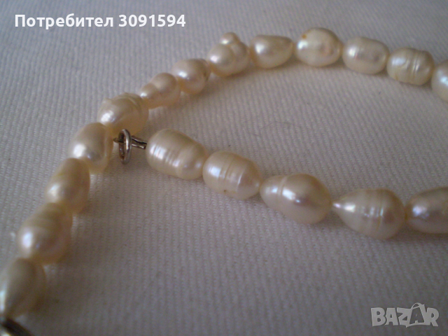 гривна от естествени бели речни перли изработва се ръчно, снимка 2 - Антикварни и старинни предмети - 36518249
