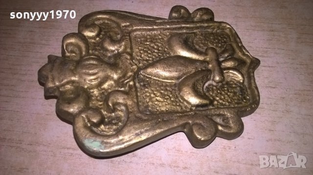 МАСИВЕН ОБКОВ-МЕД/МЕСИНГ-9Х7СМ-ВНОС ФРАНЦИЯ, снимка 2 - Антикварни и старинни предмети - 27627013