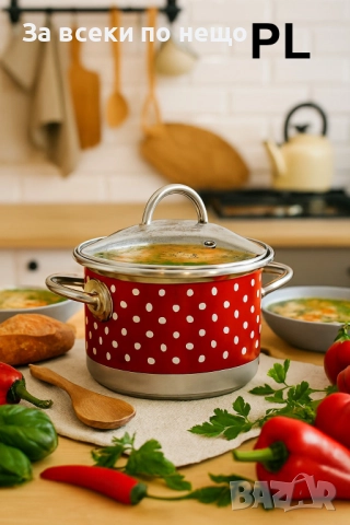 Тенджера Rosberg R51210I, Неръж. стомана. Червен с бели точки Код P1678, снимка 6 - Съдове за готвене - 52941738