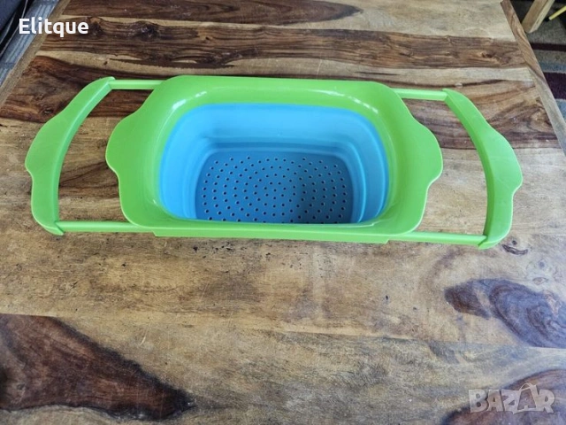 Сгъваема правоъгълна кошница за измиване и изцеждане на плодове и зеленчуци
