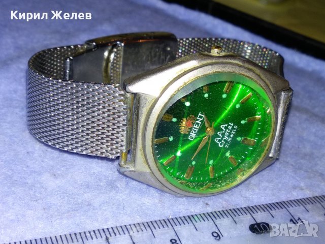 ORIENT AAA Crystal 21 JEWELS Стар МАРКОВ ЯПОНСКИ МЕХАНИЧЕН ЧАСОВНИК с Неръжд СТОМАНЕНА ВЕРИЖКА 36571, снимка 3 - Антикварни и старинни предмети - 39892680