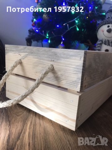 Декоративна дървена щайга с конопени дръжки, снимка 3 - Други стоки за дома - 26228630