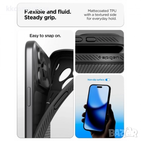 Оригинален кейс Spigen Liquid Air, За iPhone 17 Pro (6.3), Черен и Протектор , снимка 8 - Калъфи, кейсове - 51922863