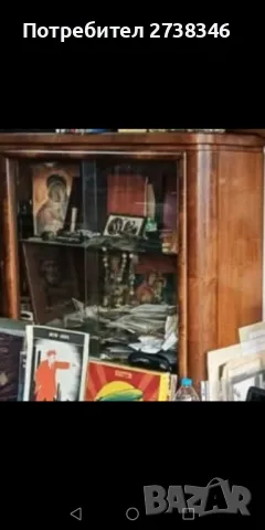 Ретро дървена витрина - библиотека 