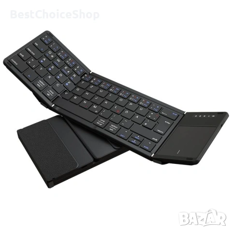 Сгъваема кожена Bluetooth клавиатура с тъчпад, снимка 7 - Клавиатури и мишки - 53201294