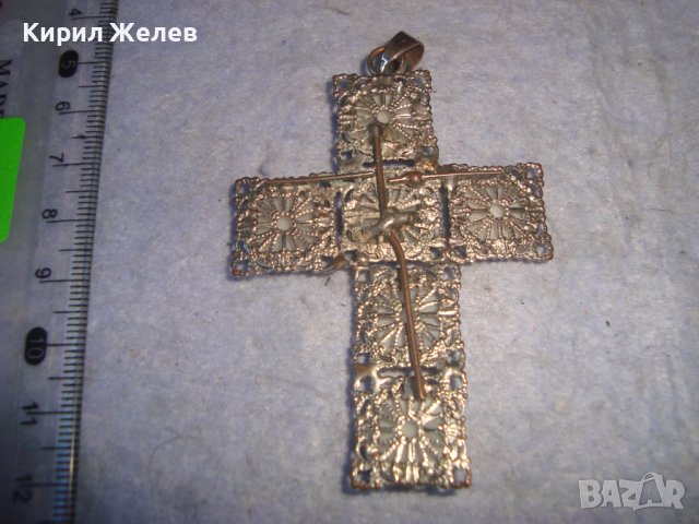 АЖУРЕН СРЕБРИСТ ВИНТИДЖ АРТ КРЪСТ 27504, снимка 4 - Колиета, медальони, синджири - 36983018