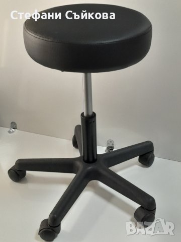 Козметична Табуретка с колела , Черен цвят, снимка 1