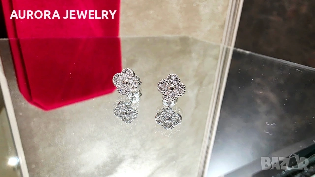 Van Cleef & Arpels VCA Silver Diamond Sweet Alhambra Дамски Обеци, снимка 5 - Обеци - 53399163