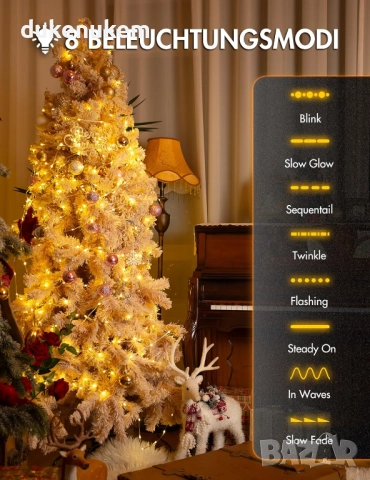 100м LED гирляндa с 1000 лампички, топло бяло, 8 режима, дистанционно, таймер, IP65, снимка 2 - Външни лампи - 52721968