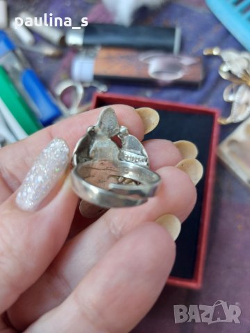 Винтидж / Античен ръчно изработен сребърен пръстен проба H925s "Noway" камък Лапис лазули, снимка 8 - Пръстени - 32484159