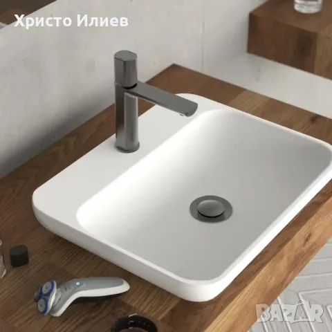 Смесител за мивка със сифон Дизайнерски Луксозен внос от Германия цвят Графит, снимка 5 - Смесители - 49271203