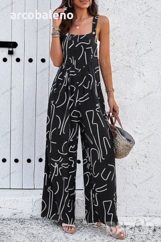 Дамски гащеризон с елегантен абстрактен принт, 4цвята, снимка 3 - Гащеризони - 43992265