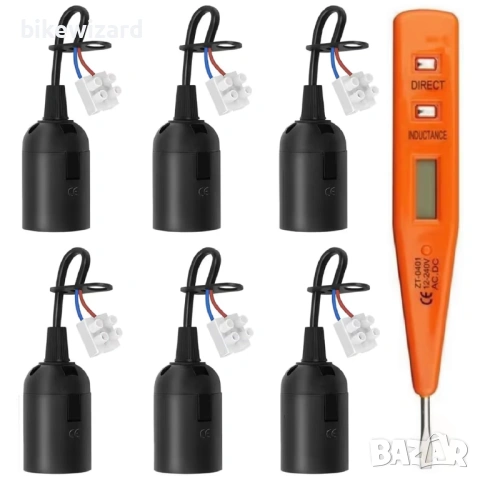 Фасунга E27 с тестер за напрежение – 6 броя НОВИ