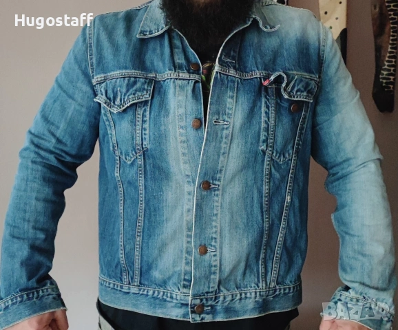 Мъжко оригинално Levi's дънково яке винтидж колекционерско изтъркано деним памук ХЛ, снимка 2 - Якета - 53248140