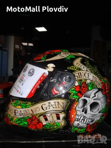 Каска MT Thunder Battle/Butterfly/Skull & Roses мото мотор пистов, снимка 3 - Аксесоари и консумативи - 49211919