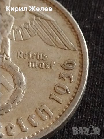 Сребърна монета 5 райхсмарки 1936г. Нацистка Германия Трети Райх с СХВАСТИКА за КОЛЕКЦИЯ 42054, снимка 9 - Нумизматика и бонистика - 43799043