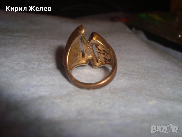 СТАР АЖУРЕН МЕДЕН АРТ ДЕКО СТИЛ ПРЪСТЕН с ИКРУСТИРАНИ ФАСЕТИРАНИ БЛЕСТЯЩИ КРИСТАЛИ 27683, снимка 7 - Пръстени - 37442817